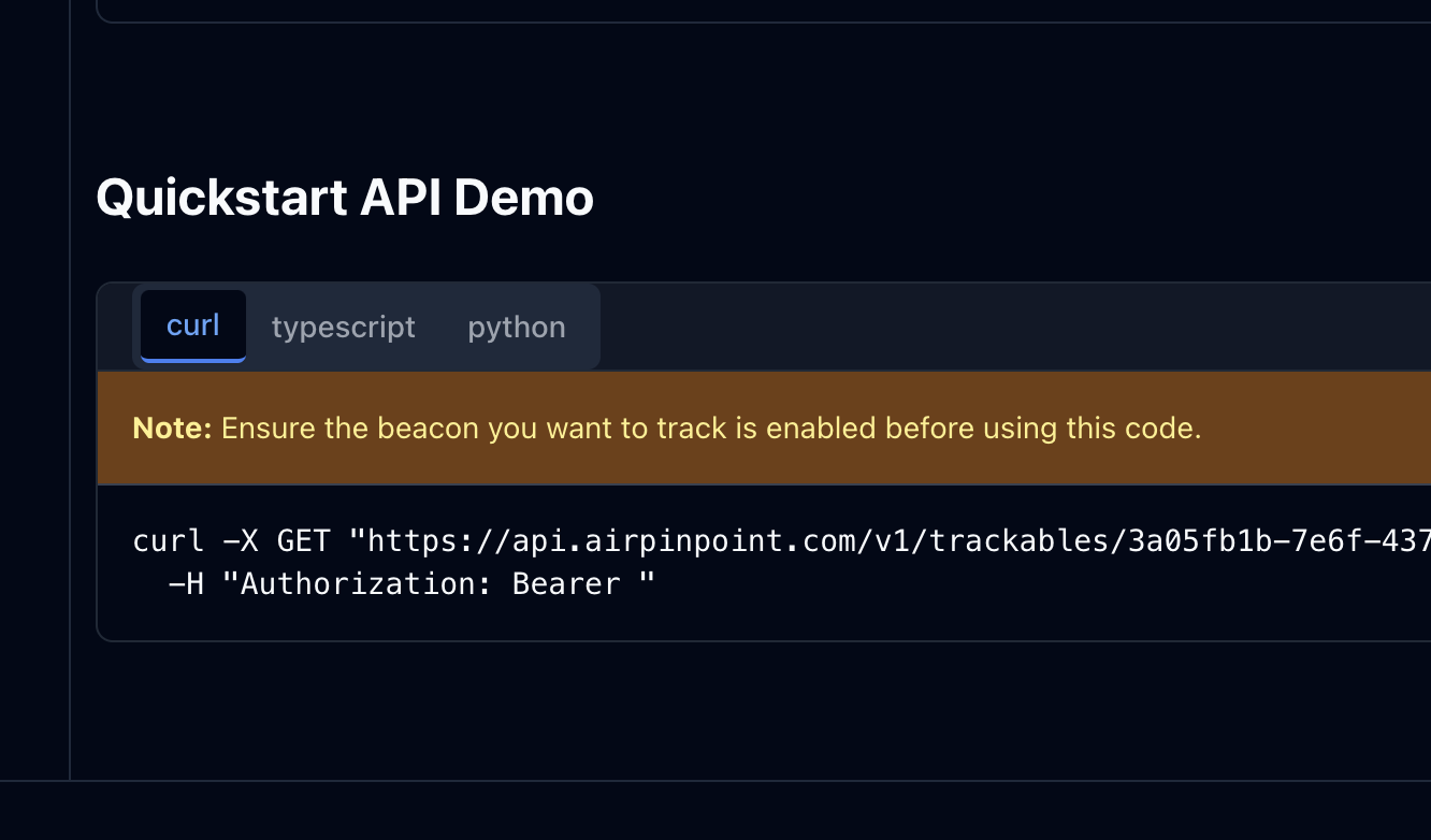 AirPinpoint API Integration