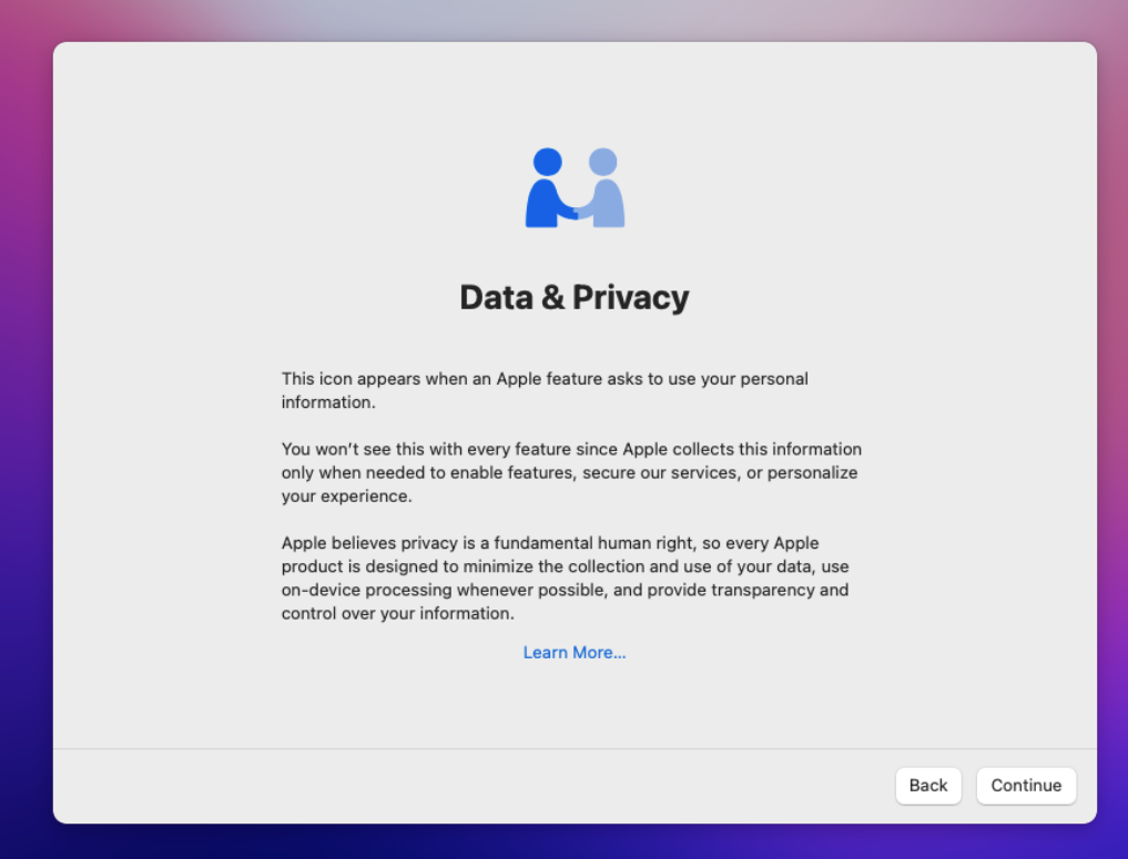 Data & Privacy screen