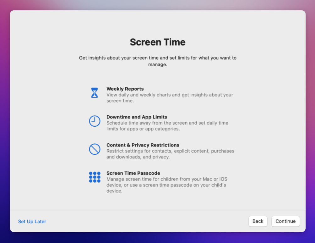 Screen Time options