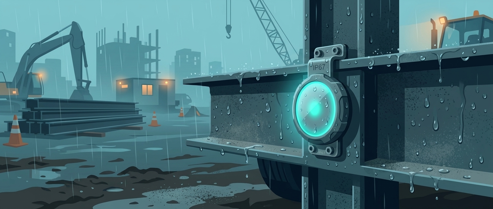 AirTag mounted outdoors on equipment in the rain